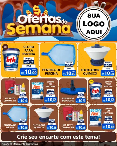 Modelo de Rede Social para Feed Instagram com o tema Ofertas da Semana - Páscoa para Produtos para Piscina