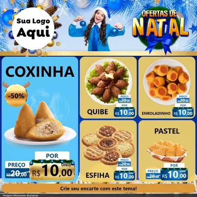 Modelo de Rede Social para Feed Facebook com o tema Ofertas de Natal para Salgadaria