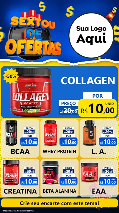 Modelo de Rede Social para Stories com o tema Sextou de Ofertas para Suplementos alimentares