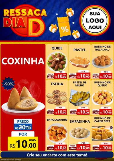 Modelo de Encarte para Encarte A4 Vertical com o tema Ressaca Dia D para Salgadaria