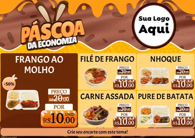 Modelo de Encarte para Encarte A4 Horizontal com o tema Páscoa da Economia para Restaurante