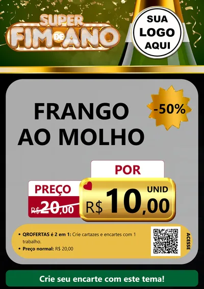 Modelo de Cartaz para Cartaz A4 Vertical com o tema Super Fim de Ano para Restaurante