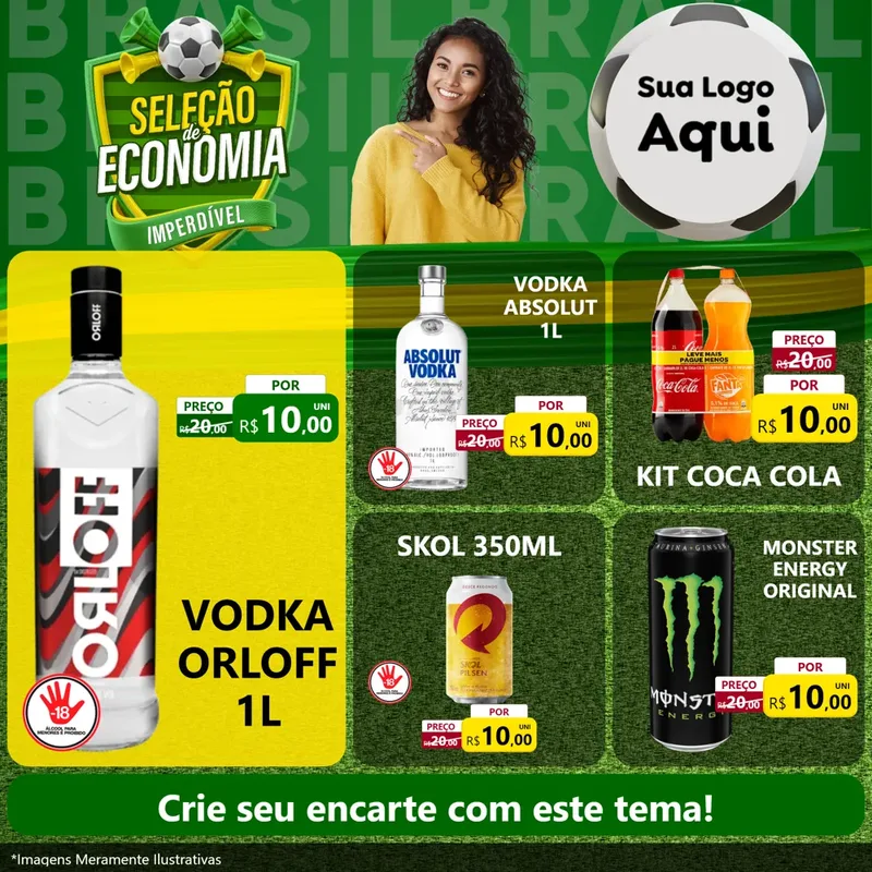 Modelo de Rede Social para Feed Facebook com o tema Seleção de Economia - Copa para Distribuidora de bebidas