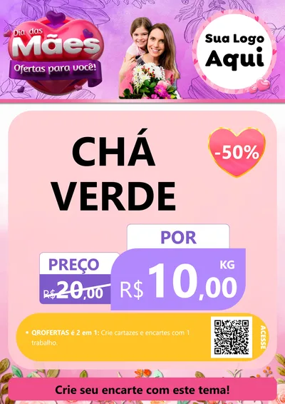 Modelo de Cartaz para Cartaz A4 Vertical com o tema Dia das Mães Ofertas para Você! para Produtos Naturais