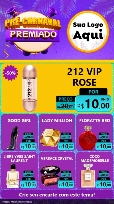 Modelo de Rede Social para Stories com o tema Pré-Carnaval Premiado para Perfumes