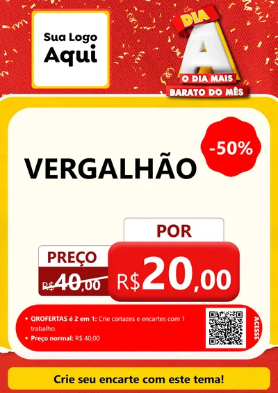 Modelo de Cartaz para Cartaz A4 Vertical com o tema Dia A o Dia Mais Barato do Mês para Ferragens