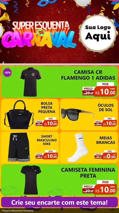 Modelo de TV para TV Vertical com o tema Super Esquenta de Carnaval para Roupas e acessórios