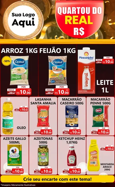 Modelo de Encarte para Encarte Grande com o tema Quartou do Real para Supermercado