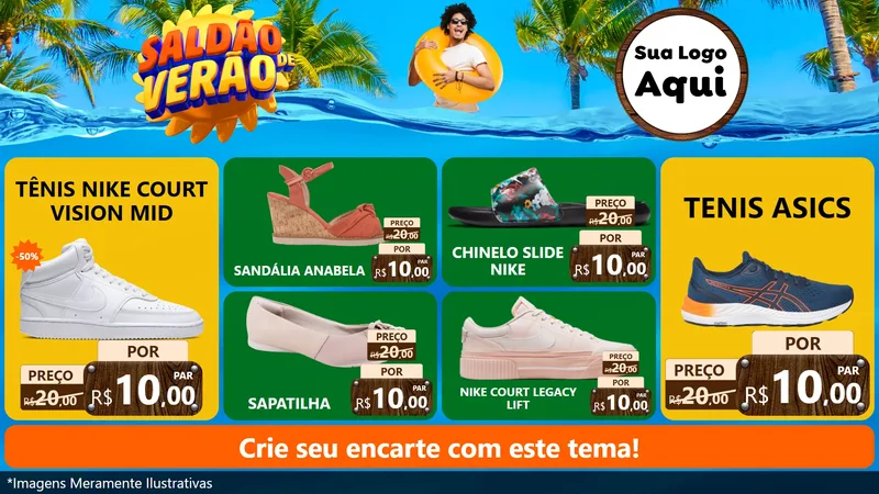 Modelo de TV para TV Horizontal com o tema Saldão de Verão para Calçados