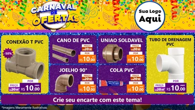 Modelo de TV para TV Horizontal com o tema Carnaval de Ofertas para Tubos e conexões
