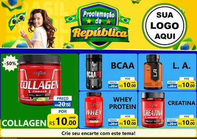 Modelo de Encarte para Encarte A4 Horizontal com o tema Proclamação da República para Suplementos alimentares