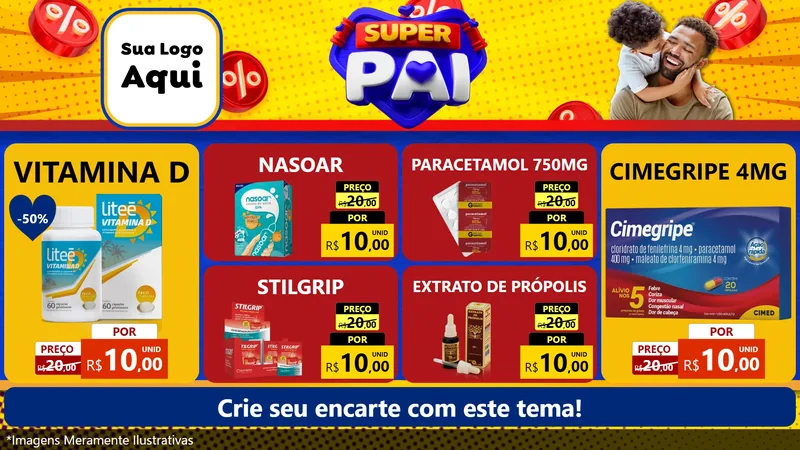 Modelo de TV para TV Horizontal com o tema Super Pai para Farmácia