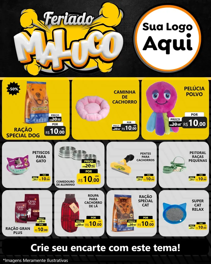 Modelo de Rede Social para Feed Instagram com o tema Feriado Maluco para Pet Shop