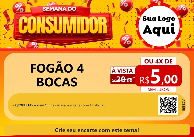 Modelo de Cartaz para Cartaz A4 Horizontal com o tema Semana do Consumidor para Móveis e Eletro
