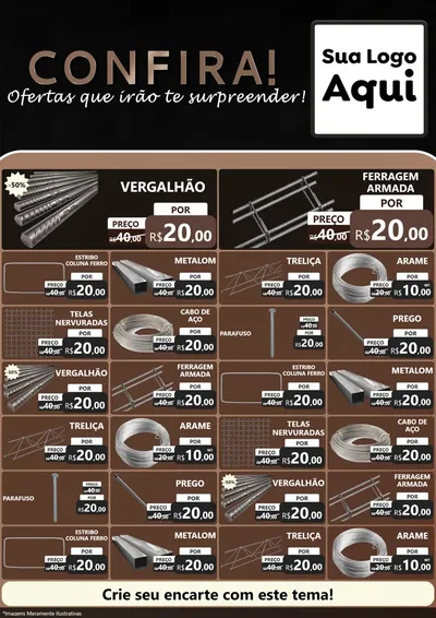 Modelo de Encarte para Encarte A4 Vertical com o tema Confira! Ofertas que irão te surpreender! para Ferragens