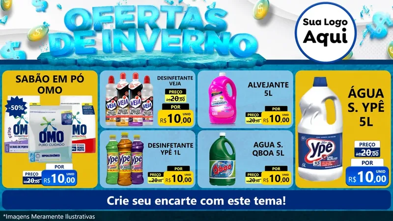 Modelo de TV para TV Horizontal com o tema Ofertas de Inverno para Produtos de Limpeza
