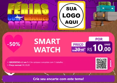 Modelo de Cartaz para Cartaz A4 Horizontal com o tema Férias com Grandes Ofertas para Informática