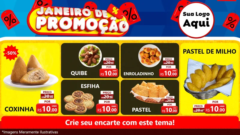 Modelo de TV para TV Horizontal com o tema Janeiro de Promoção para Salgadaria