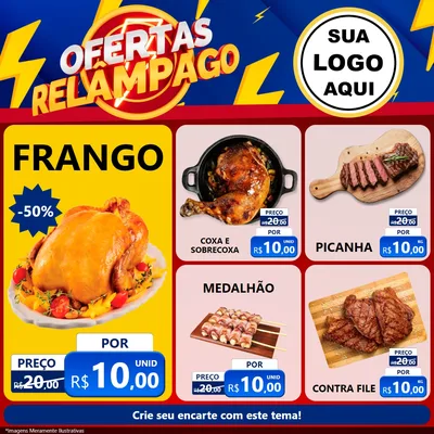 Modelo de Rede Social para Feed Facebook com o tema Ofertas Relâmpago para Assados