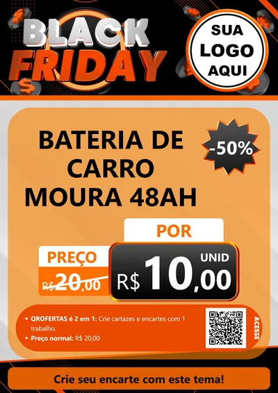 Modelo de Cartaz para Cartaz A4 Vertical com o tema Black Friday para Baterias Elétricas