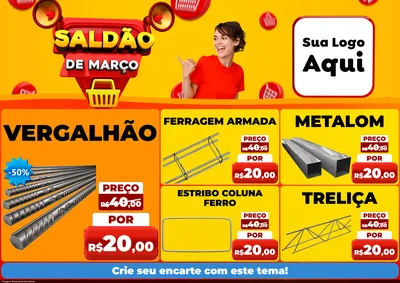 Modelo de Encarte para Encarte A4 Horizontal com o tema Saldão de Março para Ferragens