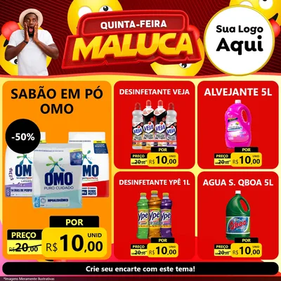 Modelo de Rede Social para Feed Facebook com o tema Quinta-feira Maluca para Produtos de Limpeza