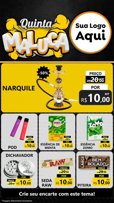 Modelo de Rede Social para Stories com o tema Quinta Maluca para Tabacaria