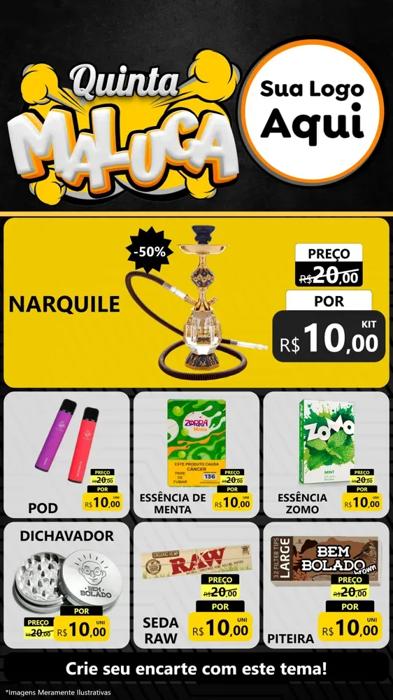 Modelo de Rede Social para Stories com o tema Quinta Maluca para Tabacaria
