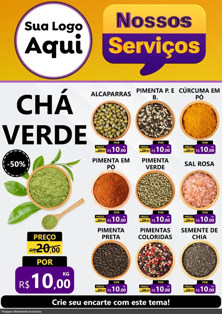 Modelo de Encarte para Encarte A4 Vertical com o tema Nossos Serviços para Produtos Naturais