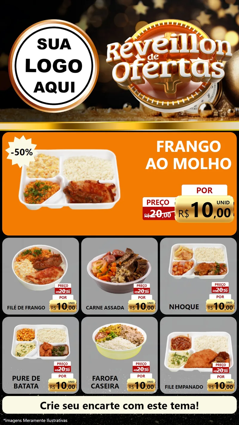 Modelo de Rede Social para Stories com o tema Réveillon de Ofertas para Restaurante