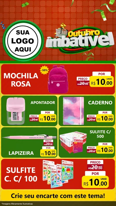 Modelo de TV para TV Vertical com o tema Outubro Imbatível para Papelaria