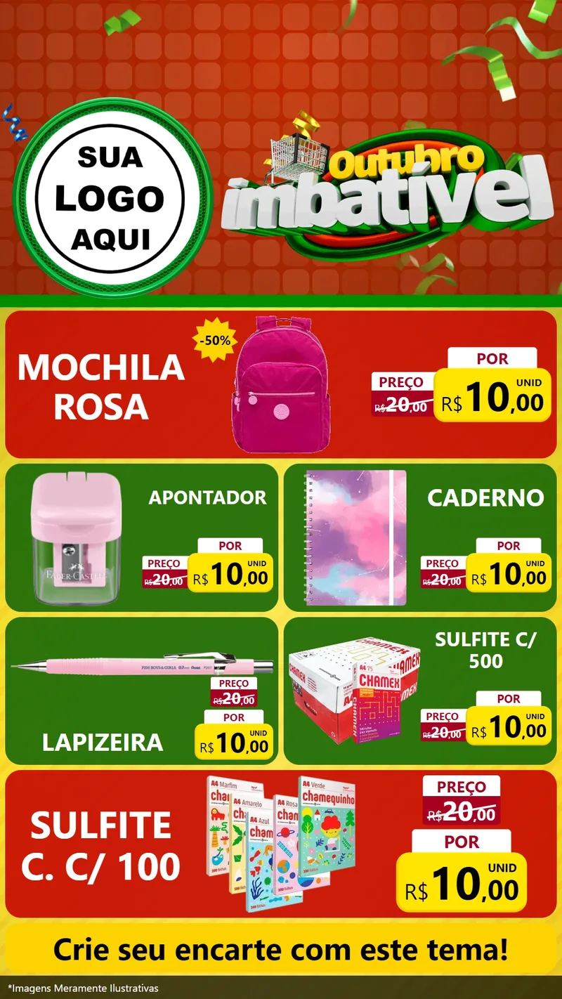 Modelo de TV para TV Vertical com o tema Outubro Imbatível para Papelaria