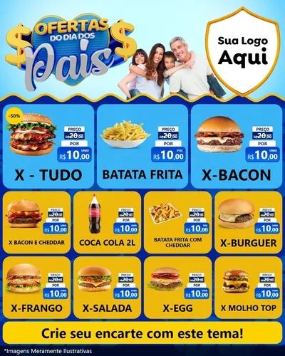 Modelo de Rede Social para Feed Instagram com o tema Ofertas do Dia dos Pais para Hamburgueria