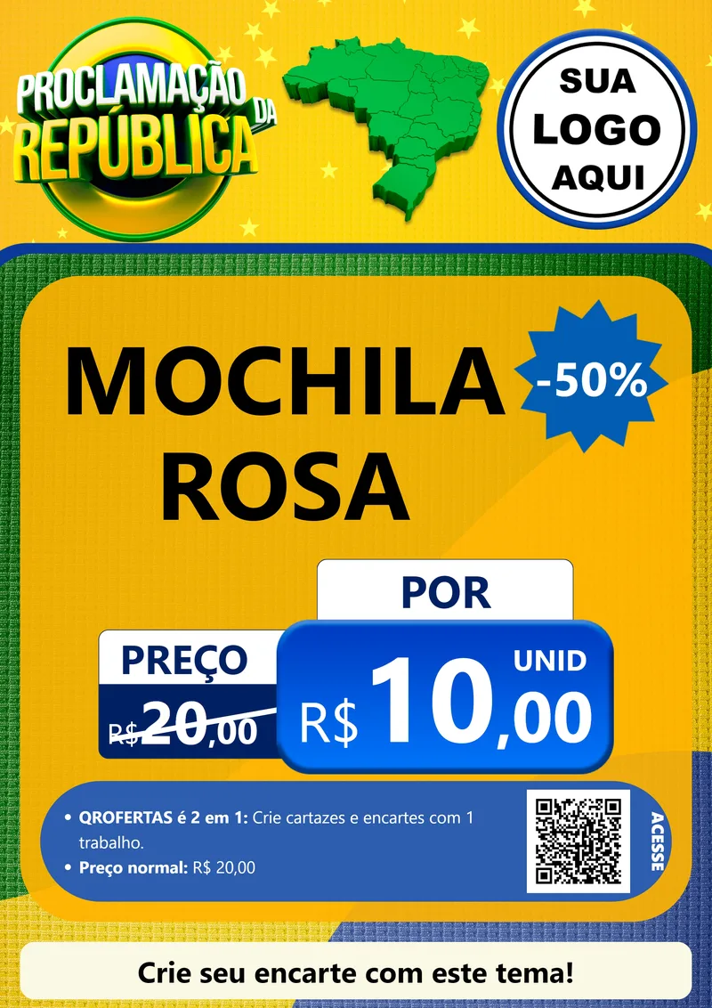 Modelo de Cartaz para Cartaz A4 Vertical com o tema Proclamação da República para Papelaria