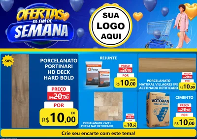 Modelo de Encarte para Encarte A4 Horizontal com o tema Ofertas de Fim de Semana para Pisos e revestimentos
