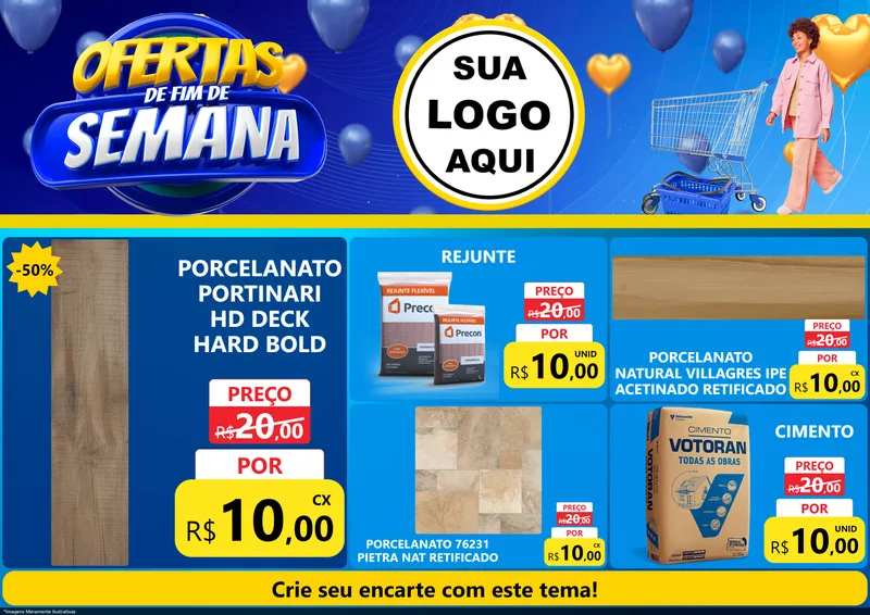 Modelo de Encarte para Encarte A4 Horizontal com o tema Ofertas de Fim de Semana para Pisos e revestimentos