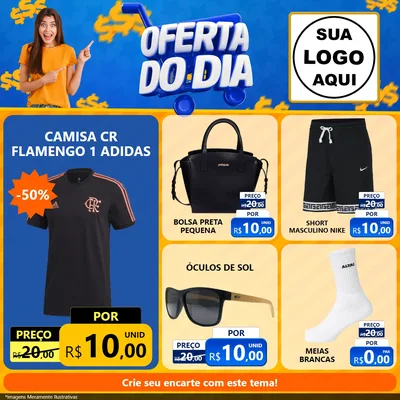 Modelo de Rede Social para Feed Facebook com o tema Oferta do Dia para Roupas e acessórios