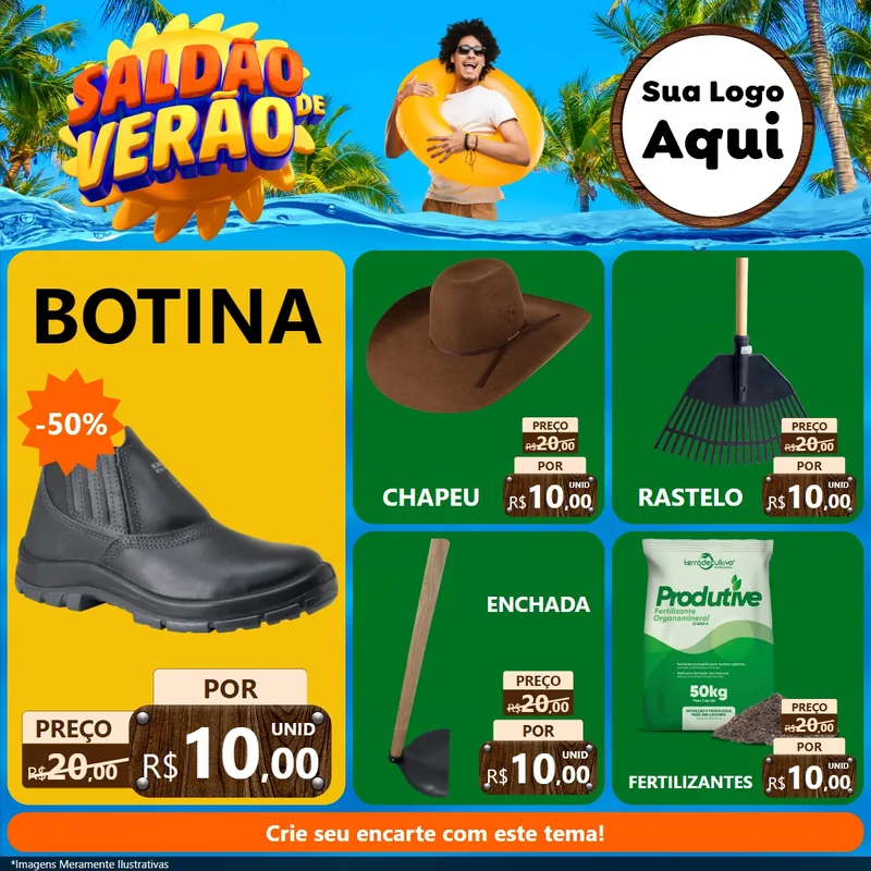Modelo de Rede Social para Feed Facebook com o tema Saldão de Verão para Agropecuária