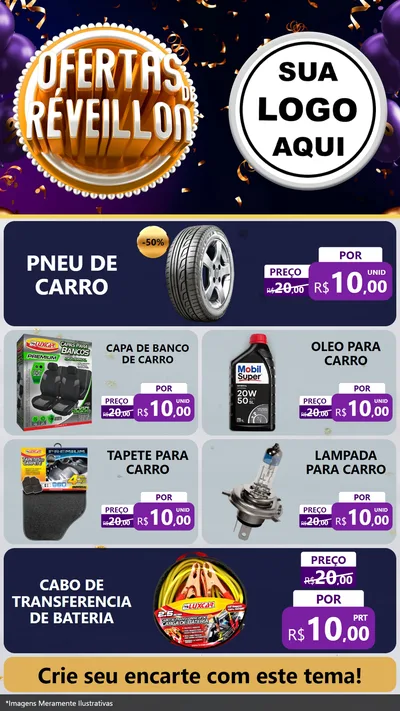 Modelo de TV para TV Vertical com o tema Ofertas de Réveillon para Auto peças