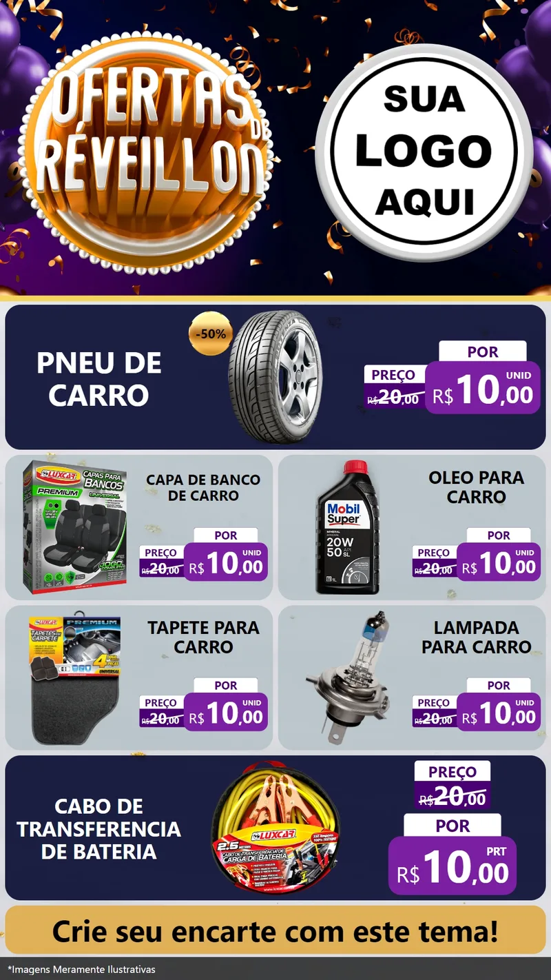 Modelo de TV para TV Vertical com o tema Ofertas de Réveillon para Auto peças