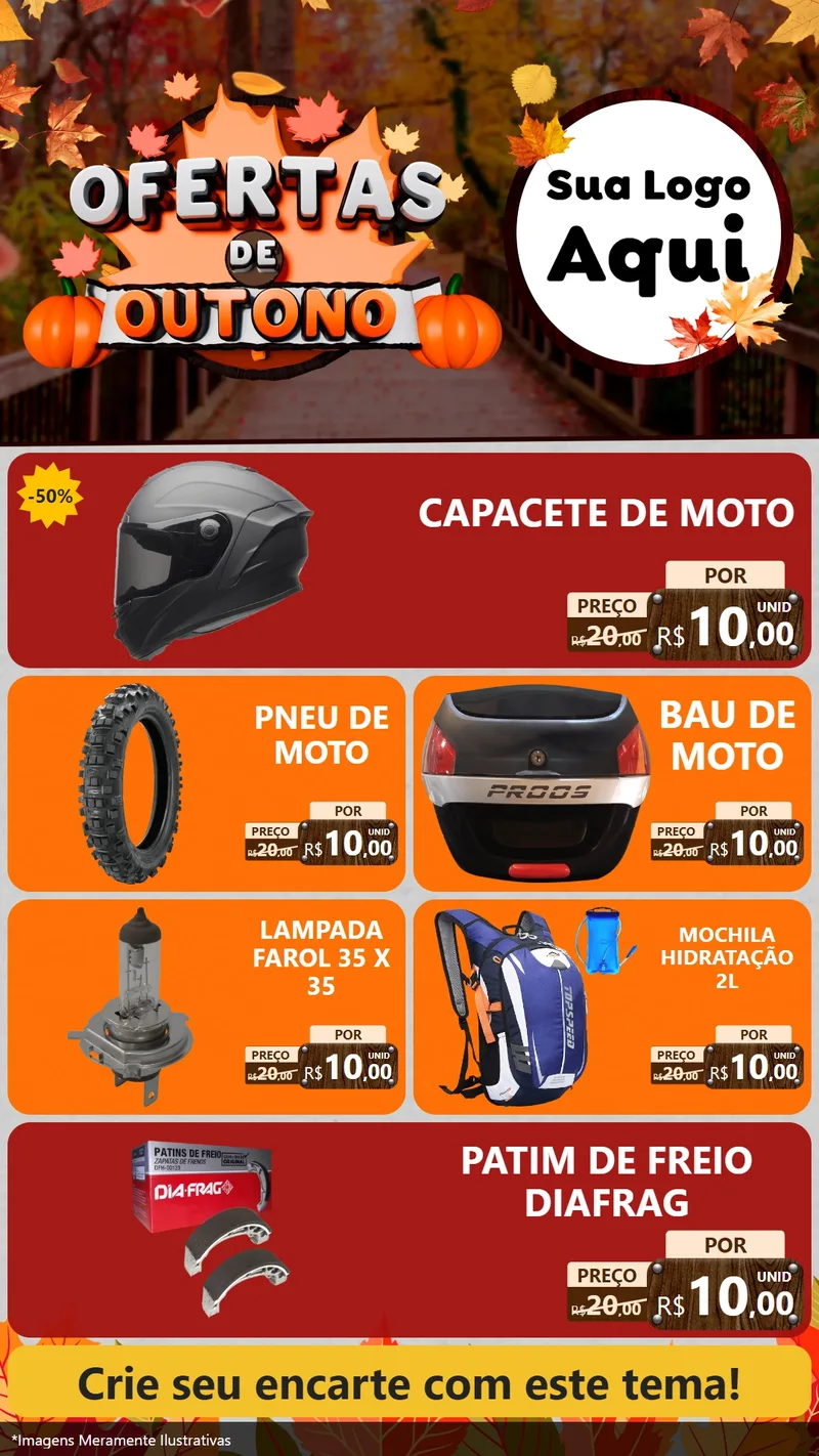 Modelo de TV para TV Vertical com o tema Ofertas de Outono para Moto peças