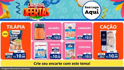 Modelo de TV para TV Horizontal com o tema Carnaval de Ofertas para Peixaria