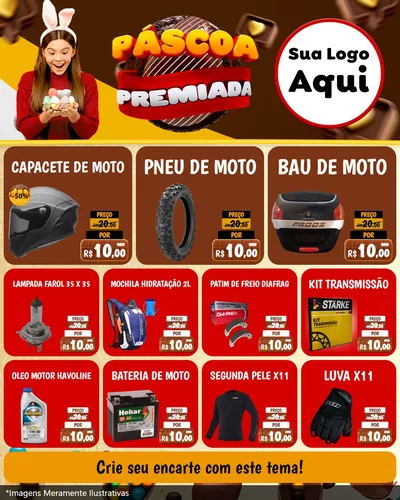 Modelo de Rede Social para Feed Instagram com o tema Páscoa Premiada para Moto peças