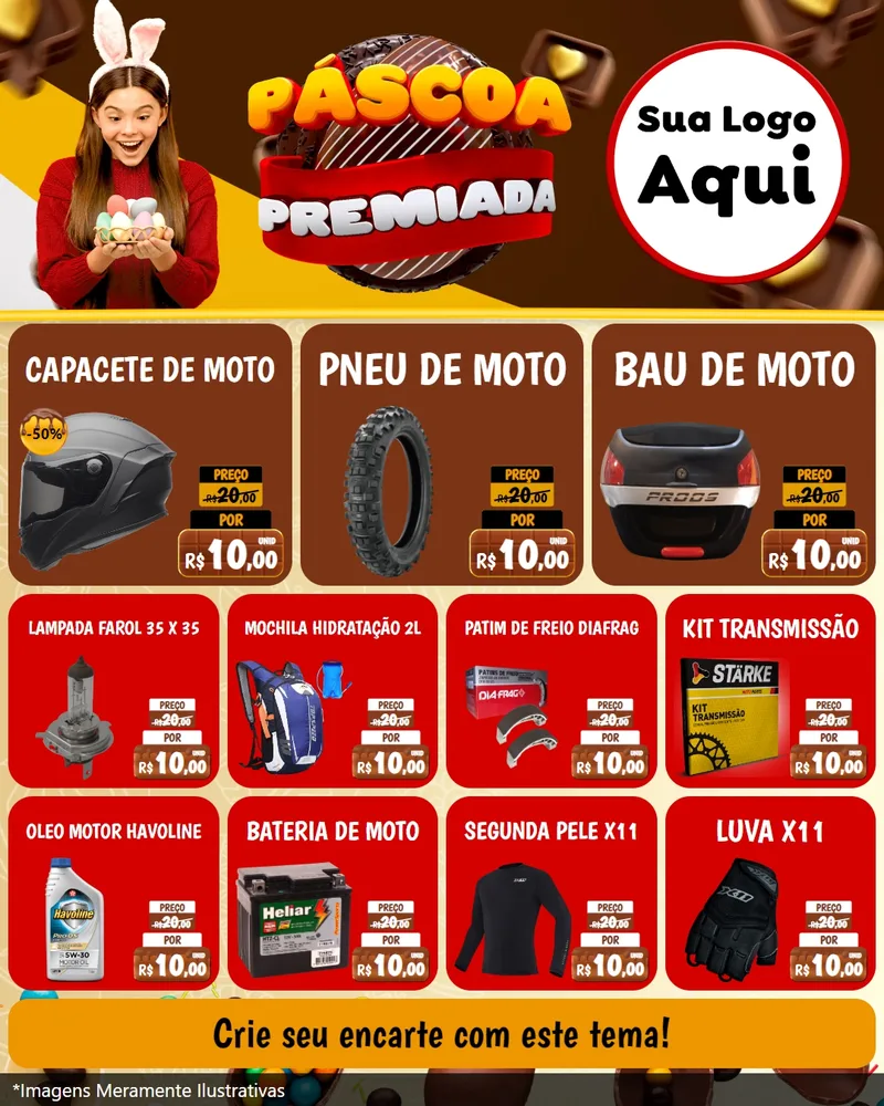 Modelo de Rede Social para Feed Instagram com o tema Páscoa Premiada para Moto peças