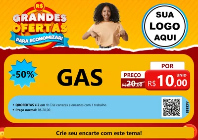 Modelo de Cartaz para Cartaz A4 Horizontal com o tema Grandes Ofertas Para Economizar! para Água e gás