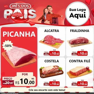 Modelo de Rede Social para Feed Facebook com o tema Mês dos Pais para Açougue