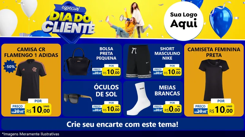 Modelo de TV para TV Horizontal com o tema Especial Dia do Cliente para Roupas e acessórios