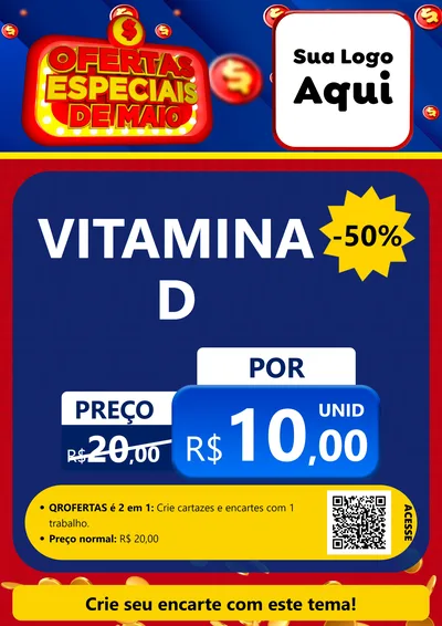 Modelo de Cartaz para Cartaz A4 Vertical com o tema Ofertas Especiais de Maio para Farmácia