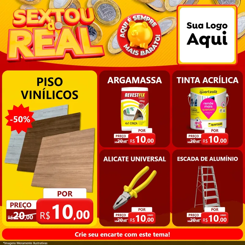 Modelo de Rede Social para Feed Facebook com o tema Sextou do Real para Material para Construção
