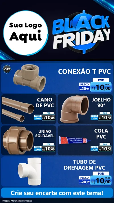 Modelo de TV para TV Vertical com o tema Black Friday para Tubos e conexões